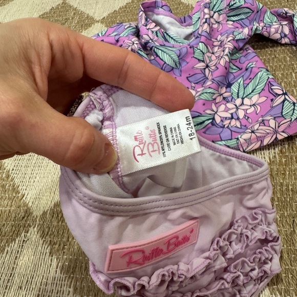 Rufflebutts swimsuit bikini set rashguard long sleeve floral toddler baby girl - Picture 6 of 7